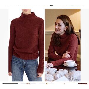 Point Sur Wool Alpaca Blend High Mock Neck Sweater Rust Red Womens Size L